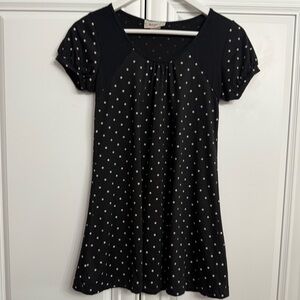 Self Esteem Size Medium Black and White Polka Dot Short Sleeve Top Scoop Neck